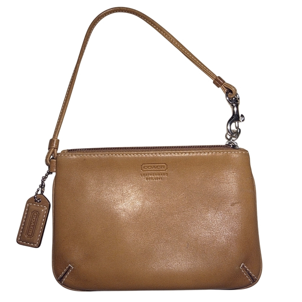 Vintage Coach Leatherware Buttery-Soft Tan Leather Wristlet | Bullseye Logo